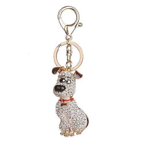 Preisvergleich Produktbild Nourich Mini Hunde Schlüsselanhänger Strass Quaste Schlüsselband Schlüsselbund Schlüsselhalter Schlüsselring Auto Gravur Ring / Damen Herren / Geschenk