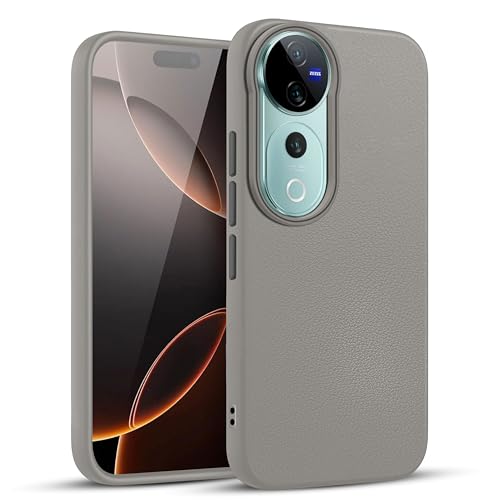 Image of V-TAN Leather Textured | TPU Back Cover Case Compatible with Vivo V40 Pro 5G (Gray)