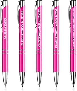 5 Pcs Funny Pen Set for Colleagues Retractable Ballpoint Pens Black Ink Novelty Pens Office Funny Stationery Gifts Goodbye Gifts for Colleagues Work Leaving Gift for Teachers Adults (Pink)