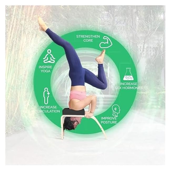 Black Wooden Yoga Stool, Inversion Equipment, Headstand Bench for Home Gym, Stable Auxiliary Stool