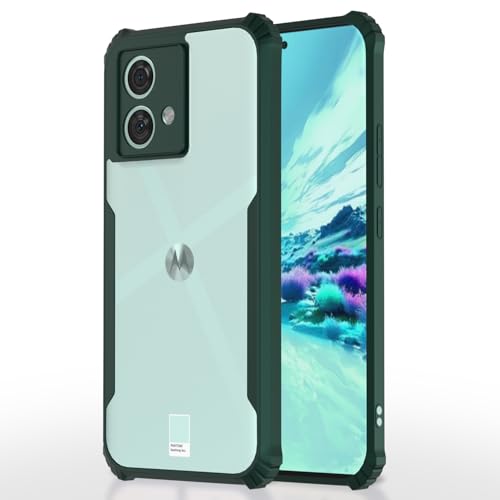 Image of Outlouders Back Cover for Motorola Moto Edge 40 Neo | Ultra Hybrid Transparent | Full Camera Protection | Raised Edge | Crystal Clear Bumper Case (Green)