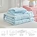 Shxime 4 Pieces Double Layer Toddler Bedding Set - Baby Blue & White Ruffle Fringe 4 Pieces Toddler Bed Set - 1 Comforter + 1 Fitted Sheet +1 Flat Sheet +1 Pillowcase for Baby Boys and Girls Baby Blue