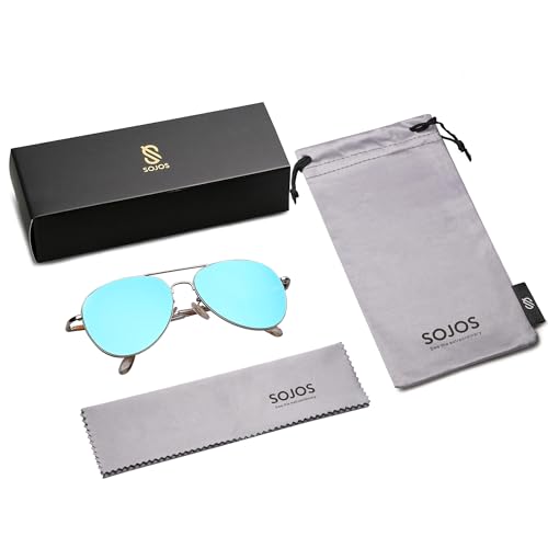 Image of SOJOS Classic Aviator Sunglasses for Women Men Metal Frame Spring Hinges SJ1030