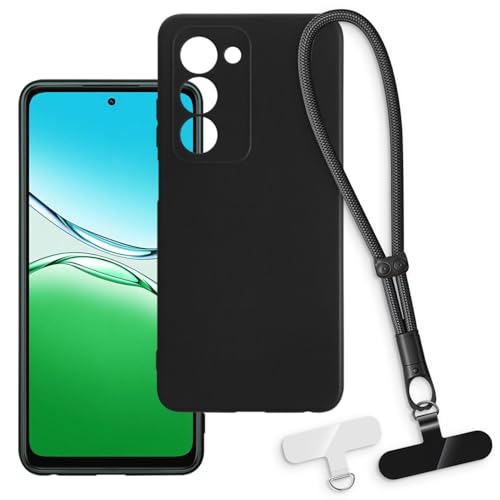 OAGELIM 2-in-1�ی�P�[�X�ƃ��X�g�X�g���b�v OPPO K13X 5G CPH2735 �Ƃ̌݊������� ���O���\�ȃ��j���[�h�t���d�b�J�o�[�A����~�ߕ����h�~�O���b�v�n���h�� (�u���b�N + �u���b�N)