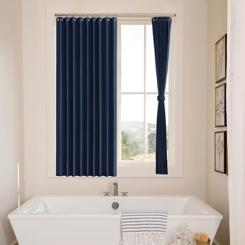 NICETOWN Blackout Curtains Thermal Insulated Window Covering for Closet French Door, Room Darkening Blackout Drapes for Living Room Bedroom Divider (1 Panel, Navy,50 x 63 Inches Long)