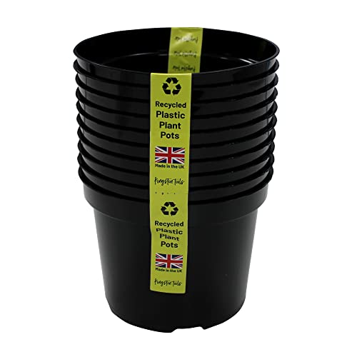 Kingston Tools Premium Recycled Plastic Garden Planter Pot – Heavy Duty Plant Flower Pots – Indoor Outdoor Home Décor Gardening Planters – Capacity: 2L, Black – Pack of 10