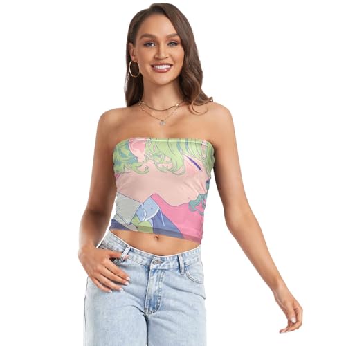 Calm Teen Boys Light Pink Womens Strapless Tube Top Sexy Tank Tops for Women Tank Top for Lady Nursing