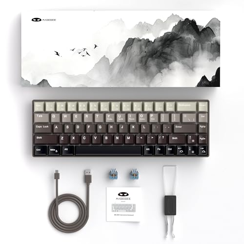 Image of MageGee Portable 60% Mechanical Gaming Keyboard, Hot Swappable Blue Whale Switch, RGB Backlit Compact 68 Keys Mini Wired Gradient Custom Keyboard for Windows Laptop PC, with Silencing Cotton, Black
