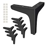 SVISNA 5 Inch Black Furniture Leg Metal 8PCS, Home DIY Heavy Duty Replacement Feet for Bookshelf, Sofa, Cabinet, Chair, Couch, Coffee Table, Desk, Bench, Ottoman, Nightstand, etc