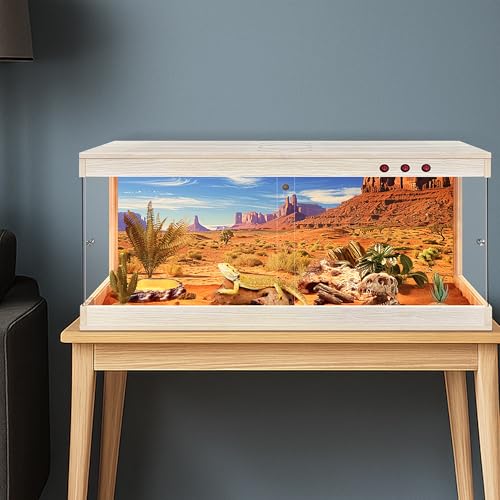 Image of Royxen Reptile Enclosure,82 Gallons Reptile Tank with Wooden Top and Lockable Design,Tempered Glass Bearded Dragon Tank for Lizard Gecko Habitat (Oak,48 inch Length)