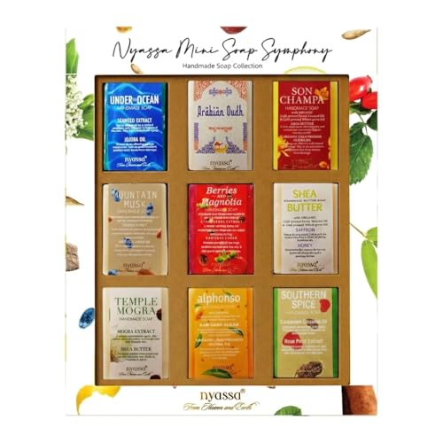Image of NYASSA Mini Soap Symphony Handmade Soap Collection 25g | For Birthday Gift & Anniversary To Pamper Your Loved Ones For All Occasion | Handmade Soaps | Natural Ingredient, No Parabens | Pack of 9