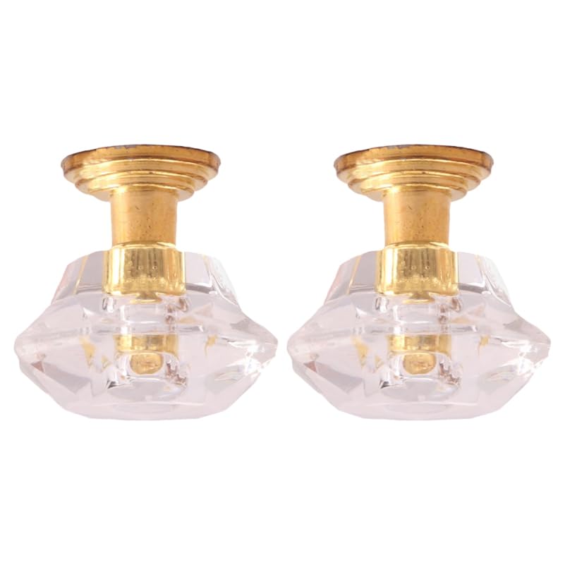 2Pcs Miniature Ceiling Lamp Set Battery Operated Dollhouse Chandelier for Doll House Decor for Living Room & Bedroom Simulation Furniture Lights Lights Battery Operated Ceiling