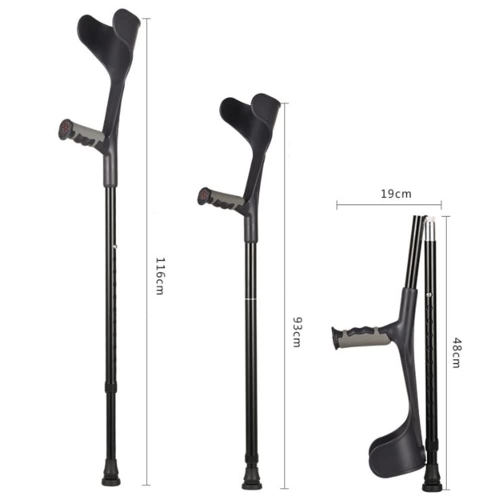 KADEUX Muletas Altura Ajustable Muletas De Antebrazo Antideslizante, Muletas Ortopédicas Plegable De Aluminio, Bastones Ultraligero Puño Abierto Ergonómicas, Regulable 93-116cm (Color : Silver)