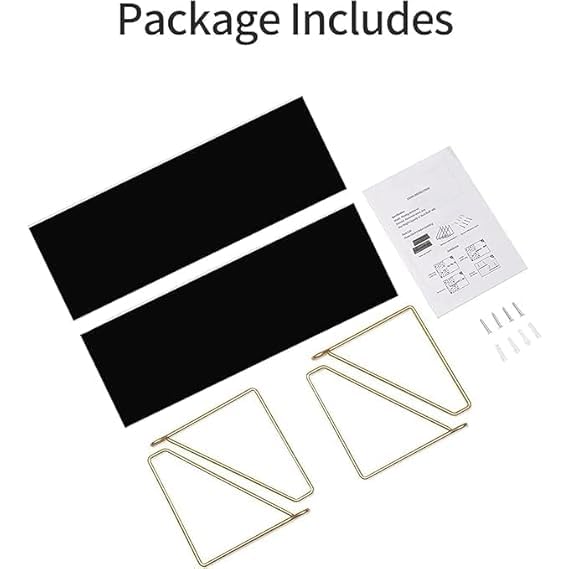 Image of Wall Shelf for Living Room, Wood Hanging Storage Organizer with Metallic Gold and Black Accents, Modern Wall-Mounted Decorative Floating Shelves for Bedroom, Office, or Entryway (Black)