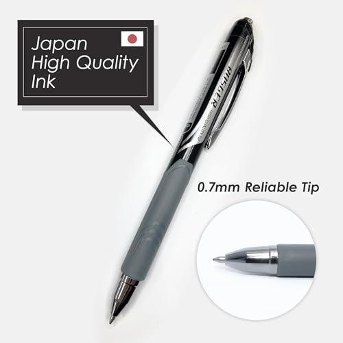 FLEXOFFICE High Grade Gel Pens, Black Ink, 0.7mm Fine Point, 10 Count Pack, Quick Smooth Writing, Gel Ink Pens, for School, Office Supplies (BIZ-GEL24-Black - Image 3