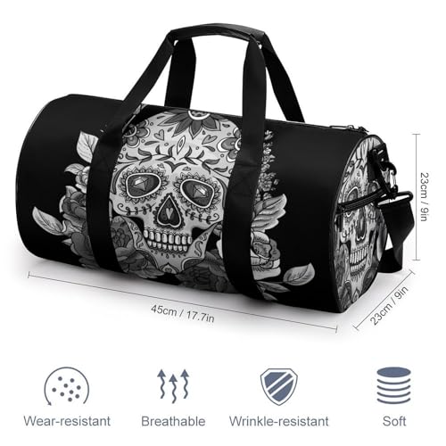 Sac de sport crâne au design noir et blanc et format compact - 2