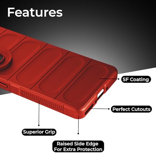 Image of A rtistque Liquid Silicone Stripes Back Cover Case for Motorola Moto G73 5G | with Camera Protection | with Inner Fabric | Anti Slip Grip | AirBag Case - Red