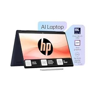HP Envy x360 AI Laptop, Intel Core Ultra 5 125U, 12 TOPS, 16GB LPDDR5, 512GB SSD, (Win11, Office24, Blue, 1.44 kg) Touchscreen, 3K, OLED, 14-inch (35.6cm), Integrated graphics, 5MP IR camera, fc0178TU