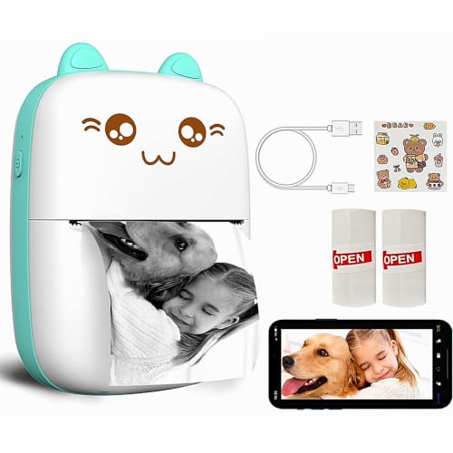 Image of Mini Bluetooth Thermal Printer Kids and Adults - Portable Inkless Pocket Label Printer - Wireless Receipt & Photo Printer with Roll Paper and Stickers for Study Notes & Banner (Starter Pack)