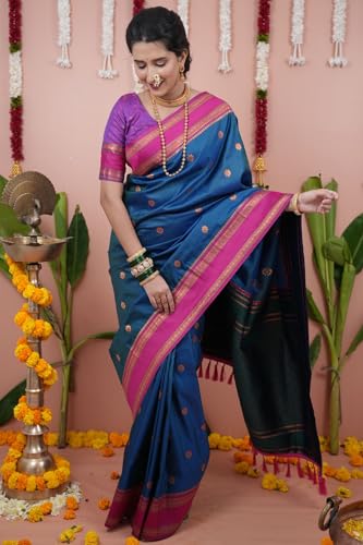 Image of SGF11 Women's Kanjivaram Pure Soft Silk Saree With Unstitched Blouse Piece