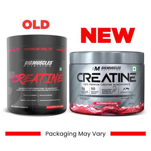 Image of Bigmuscles Nutrition Creatine [155g, 50 Servings]|Watermelon Slush | Micronized Creatine Monohydrate To Support Lean Muscle Repair & Recovery|Increase Strength&Athletic Performance,Powder, 1 count