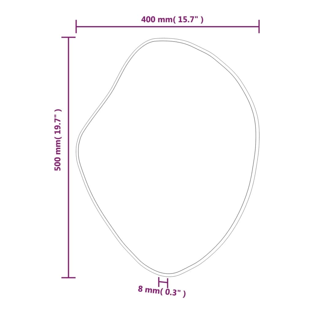 Specchio da Parete, Specchio Cosmetico in Vetro Irregolare con Cornice in PVC, Elemento Decorativo da Appendere per Bagno, Camera da Letto, Corridoio, Ingresso e Soggiorno (50 x 40 cm)