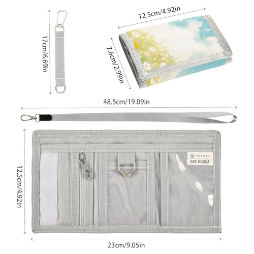 Dream Lawn Durable Nylon Fabric Wallet for Boys and Girls - Multi-Functional with 2 Clear Pockets, Zipper Coin Compartment, 3 Card Slots & Keyring3