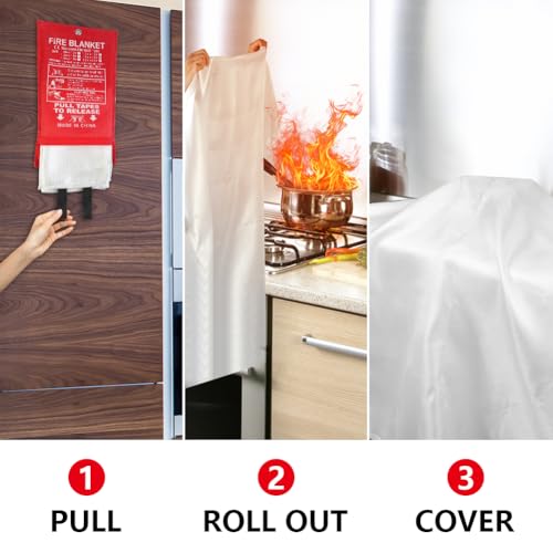 Miniatura 5 de Flintronic Manta Ignifuga, 2 Piezas Manta Ignifuga De Fibra De Vidrio, Manta Ignífuga Para Supervivencia De Emergencia, Para Cocina, Chimenea, Barbacoa, Garaje, Automóviles, 1mx1m