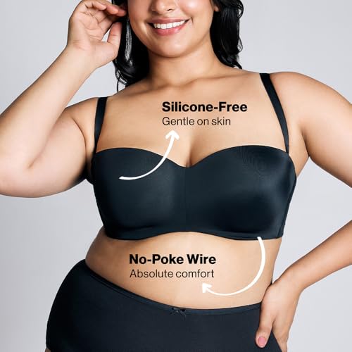 Image of NYKD NYB027 Cotton Padded Wired Multiway Strapless Bra Anti Slip Seamless Bonded Neckline Detachable Straps (Plus