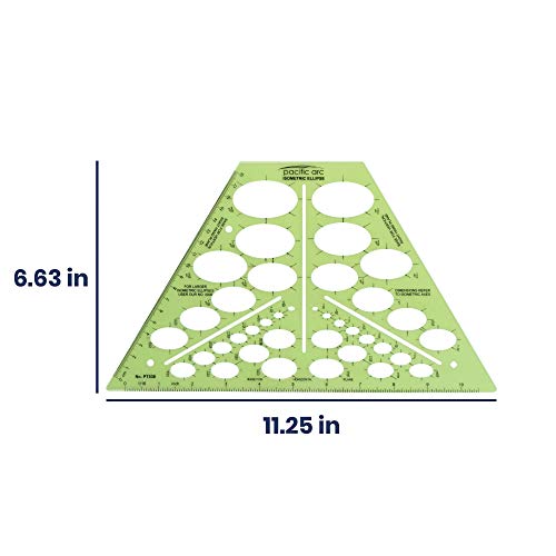 Image of Pacific Arc Isometric Ellipse Template Guide, 38 Ellipses of 35 Degrees ranging from 1 /8 inch to 1 and 9 /16 inch
