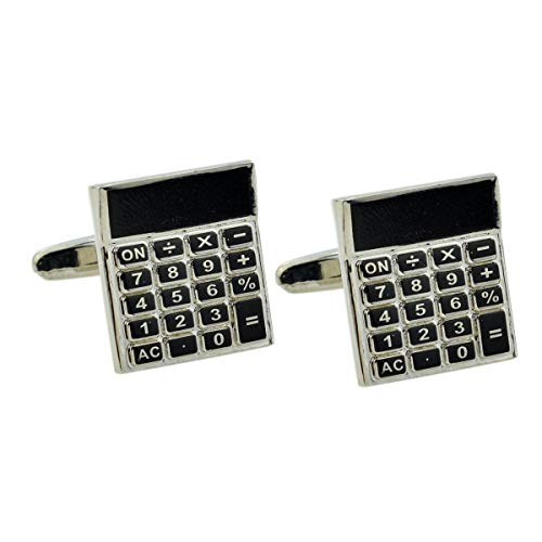 Mancuernillas Diseño Calculadora Divertida Plata miniatura 1