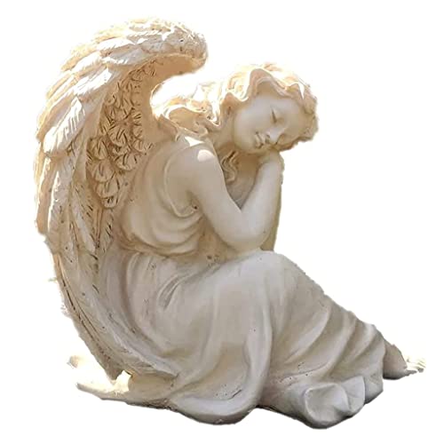 Décoration de sculpture d'ange en résine avec ornements d'artisanat soignés