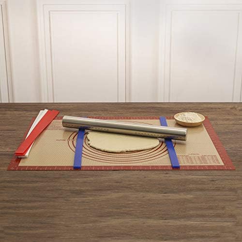 SUPER KITCHEN Silicone Measuring Dough Thickness Strips 38cm, Rolling Pin Guides Set, Rolling Pin Spacers Sticks for Baking, Pizza, Pastry, Fondant Icing, 3 Size Dough Rolling Strips (2, 4, 6 mm)