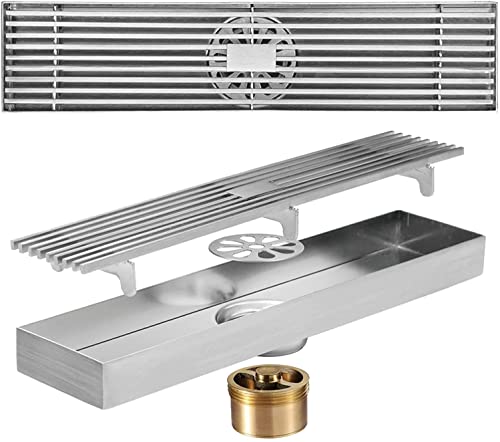 Caniveau de douche 304SUS rectangulaire inox avec grille amovible - 2