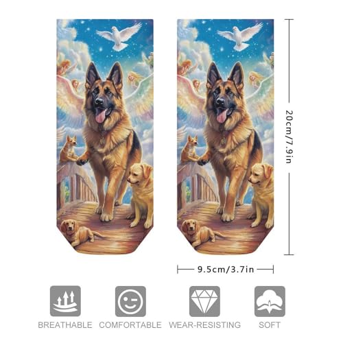 German Shepherd Dog Rainbow Low Cut Ankle Socks Casual Liner Sock Pack Non Slip Invisible For Men Women2
