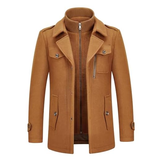 KUDORO Manteau Homme en Laine Chaud pour Hiver Trench Coat Mi-Long Classique Pardessus Parka Caban Slim Fit Élégant Business Décontractée Duffle-Coats Coup-Vent Revers Overcoat(Brun,XL)
