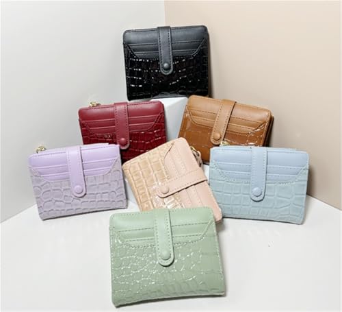 Wallet Buckle Short Card Holder Zipper Multi-Card Slot Coin Purse(Brown)3