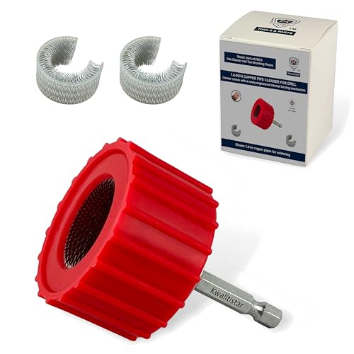 1.0-Inch[3PC] Copper Pipe Cleaner for Power Drill, Model InerLok100-A [1.0” Tube Cleaning Brush &amp; 2 Brushing Pieces] Cleans Copper Pipes for Soldering, w/ Stainless-Steel Wire Bristles &amp; 1/4” Shank