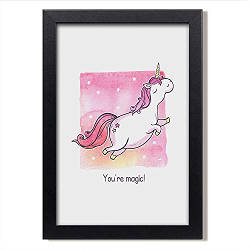 Cadre MDF peinture licorne rose 20x30 cm tableau moderne bois déco