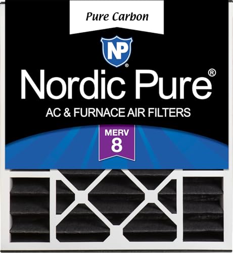 Image of Nordic Pure 20x20x5 Air Bear Replacement Pure Carbon MERV 8 Air Filter 1 Pk | Actual Size: 19 11 /16 x 20 11 /16 x 4 15 /16 Made in USA, Pleated HVAC Odor Filtration, Pet, Cooking & Household Smell Control
