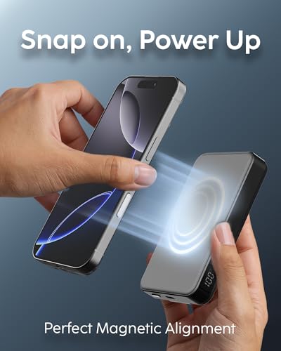 myCharge CliqLuxe+ Magnetic Wireless Power Bank 10,000mAh | iPhone & MagSafe Compatible | Qi2.2 25W Mag Safe Portable Ch