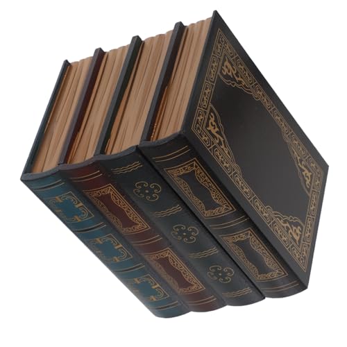 Yardenfun Caja de Almacenamiento Invisible Forma de de Madera Vintage Adorno Decorativo Realista Tipo Falso para Oficina Sala de Estar y Estantería Organizador Multifuncional Elegante