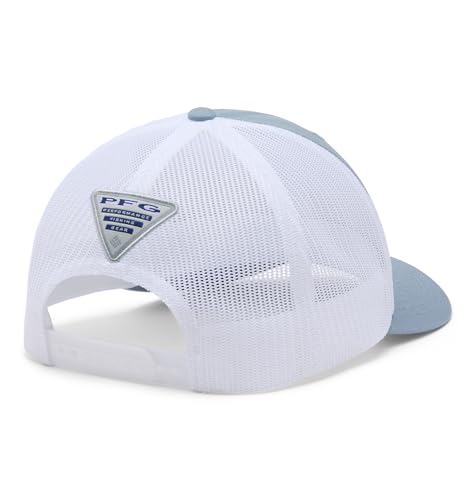 Image of Columbia Unisex Unisex PFG Fish Flag Mesh Snap Back Hat, Dockside Blue /White /Fish Flag, One Size