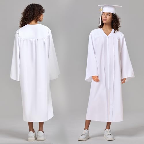 Image of Graduation Cap Gown 2026 2027 Matte Unisex for High School Bachelor | Heavyweight Matte Polyester,Zipper Closure,Adjustable Cap,Sizes 39-60,Bulk Orders Available
