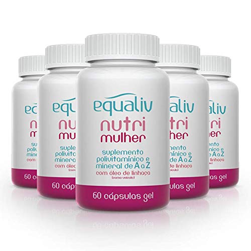 Kit 5 Nutri Mulher Polivitamínico de A a Z Equaliv 60 cápsulas gel