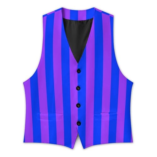 Blue And Purple Stripes Men's Suit Vest Slim Fit V-Ncek Waistcoat Business Casual Vest3