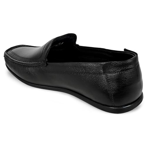 Image of Allen Cooper Genuine Leather Casual Shoes with Ankle Support, Anti Slip Technology, Better Padded and Cotton-Like Memory Foam Cushion Insole(24815Color Options- Black /Brown, Sizes- 6,7,8,9,10)