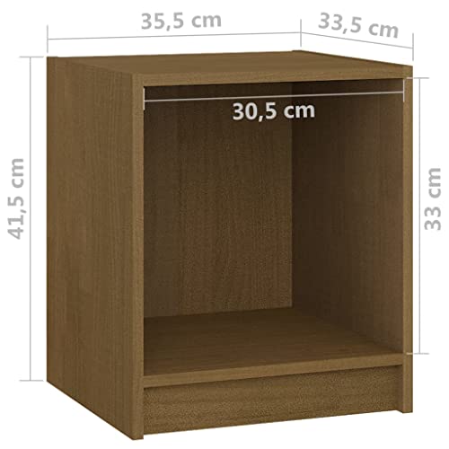Table de Chevet en Bois de Pin Massif Marron Lot de 2 - 4