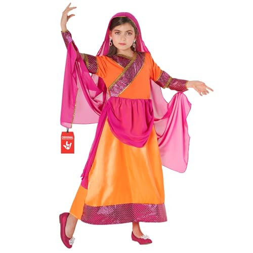Morph Déguisement Bollywood Enfant, Costume Danse Orientale, Robe Indienne Sari Carnaval Fille, M