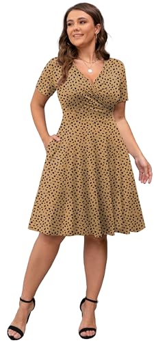 Image of POSESHE Womens Plus Size Dresses Sleeveless Wrap V-Neck Sundress Casual Summer Wedding Guest Cocktail Dress with Pockets